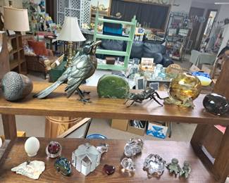 Much collectible glass and paperweights. Tiffany