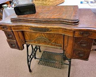 Vintage sewing machines. "White" treadle sewing machine