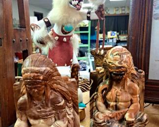 Vintage American Indian stone bookends