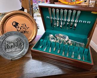 Silverplate, brass, copper and pewter