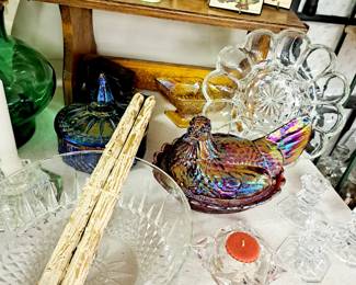 Fenton carnival glass "Hen on Nest"