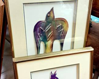 3 pcs. set Michael Anton Brockdorfer framed dimensional copper birds