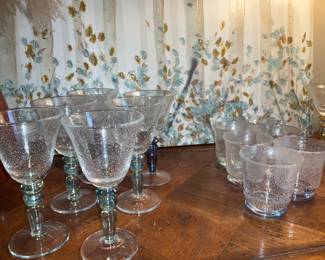 Pottery Barn, Hand Blown glasses. 12 Stemware &  6 Rocks
