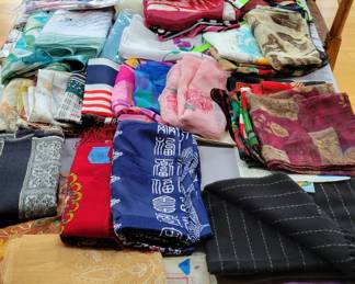 Scarves, Designer, Silk, Vintage. Dozens of women's fashion Scarves, Perry Ellis, Karl Lagerfeld, Hermes, 