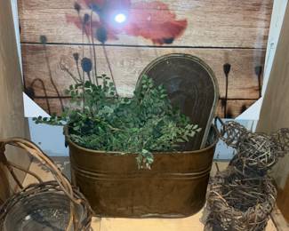 Copper steamer, art, wicker 