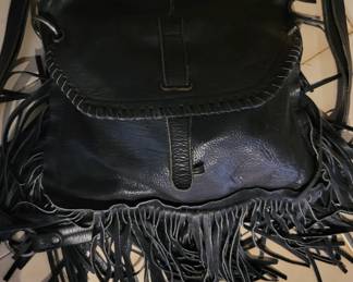 Women's, Designer purse, Black Cut N' Paste, Lia Leather fringe bag, Great Condition