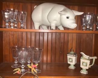 Lenox, stemware.  Vintage Fitz & Floyd creamer/sugar