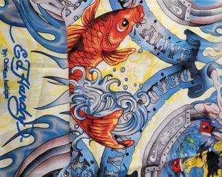 Vintage, Silk Scarf,  Women's fashion, women's designer, Ed Hardy