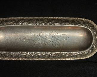 Antique Silver Pen/Dresser Tray Repoussse