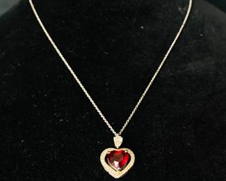 Platinum and White Gold Graff Ruby (2.33 ct) & Diamond (.24 ct) Necklace with Pave Surround (.17 ct)