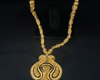 Rare Vintage Monet Parure Entruscan Gold Tone Adjustable