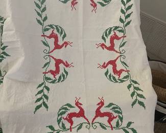 Hand sewn vintage Christmas table cloths!!