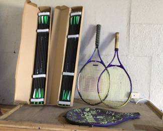 Tennis rackets.

Two dozen carbon SP 500’. 30 inch arrows