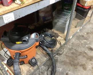 Shop vac and electrical cords and ropes