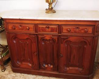 Victorian walnut buffet with marble top