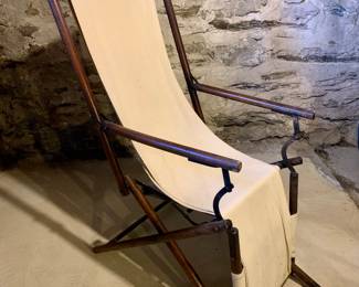Antique European ocean liner deck chair