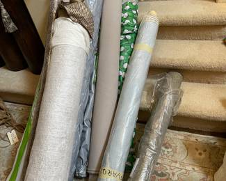 Many rolls of gorgeous Italian Upholstery fabric including linens, cotton velvets -
