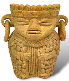 Vintage Pre Columbian Style Terracotta Figural Planter

