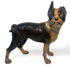 Rare Antique Hubley Cast Iron Boston Terrier Dog Door Stop
