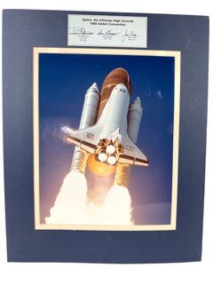 NASA Signed 1989 Space Shuttle Photograph Signed by 3 US Astronauts- Taken At Johnson Space Center Houston, Texas
