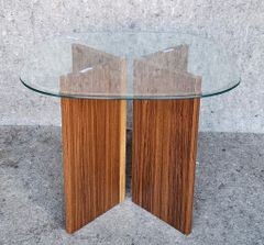 Mid Century Modern MCM Teak Side Table Glass Top 3 pc
