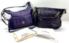 Authentic Coach Purple Leather Large Brooke Hobo And Coach SoHo Lynn Purple Handbag, Both w/ Dust Bags Included
