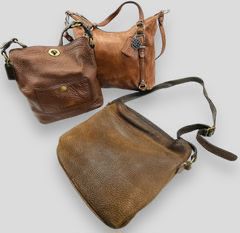 Authentic Coach Vintage Genuine Brown Leather Handbags Lot Of 3
