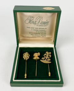 Flora Danica Copenhagen Sterling Silver & 24K Gold Plated Stick Pin In Box
