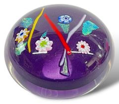 Vintage Caithness Noughts and Crosses Scottish Purple Art Glass Paperweight Wh8822
