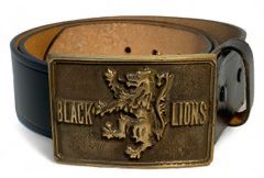 Vintage US Military Black Lions 28th Infantry Regiment Brass Belt Buckle on Garrison Official Uniform Belt Size 38
