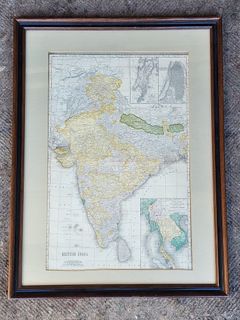 Vintage British India Framed Map
