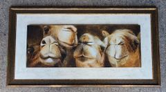 Original Oil on Canvas Camel Art Signed and Matted
