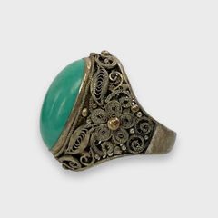Silver Turquoise Filigree Cocktail Ring Size 5 Part of set lot 144, 143 and 142
