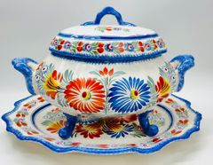 HENRIOT QUIMPER France HAND PAINTED TUREEN AND UNDERPLATE

