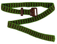 PRADA Brown and Green Knotted Belt with Brown Leather Buckle, Made in Italy, Sz 32/80, 1C3226

