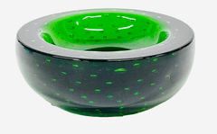 Vintage ITALIAN Murano ART GLASS CONTROLLED BUBBLE POLISHED PONTIL HEAVY GLASS BOWL MCM Mid century Modern
