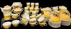 FINE ROYAL DOULTON COACHING DAYS LARGE CHINA SET OF TEA OR COFFEE SAUCER CUPS PITCHERS CREAMERS SUGAR BOWLS AND DESERT PLATES
