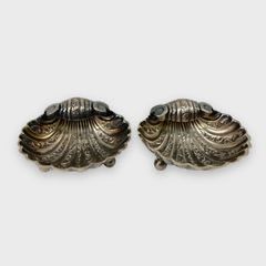 Fine Sterling Silver Scalloped Seashell Footed Salt Baths
