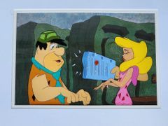 Fantastic Hanna Barbera Fred Flintstone and Sexy Blonde Woman Serigraph Cel
