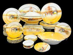 FINE ROYAL DOULTON COACHING DAYS LARGE CHINA SET OF DINNER PLATES Tureen N AND SMALLER PLATES
