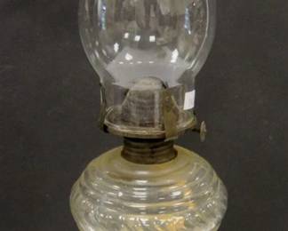  VINTAGE DABS SWIRL GLASS KEROSENE LANTERN WITH BURNER AND GLASS CHIMNEY.  MADE IN PORTUGAL