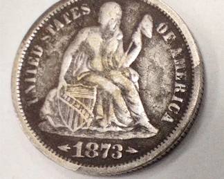 1873 SEATED LIBERTY DIME WITH ARROWS