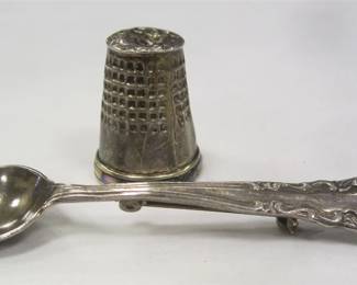 STERLING PIN AND THIMBLE