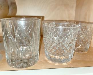 Crystal rock glasses. Waterford crystal on right
