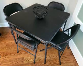 Black padded folding table set