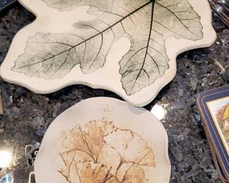 Handmade leaf stoneware art/dishes - Freeman Ceramics, CA