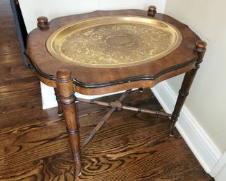 Vintage Drexel Heritage Table with  Brass Tray Insert