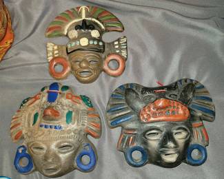 Three Aztec Hanging Masks