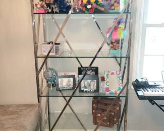 Matching glass and chrome bookcase