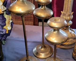 Mid-century brass candle holders